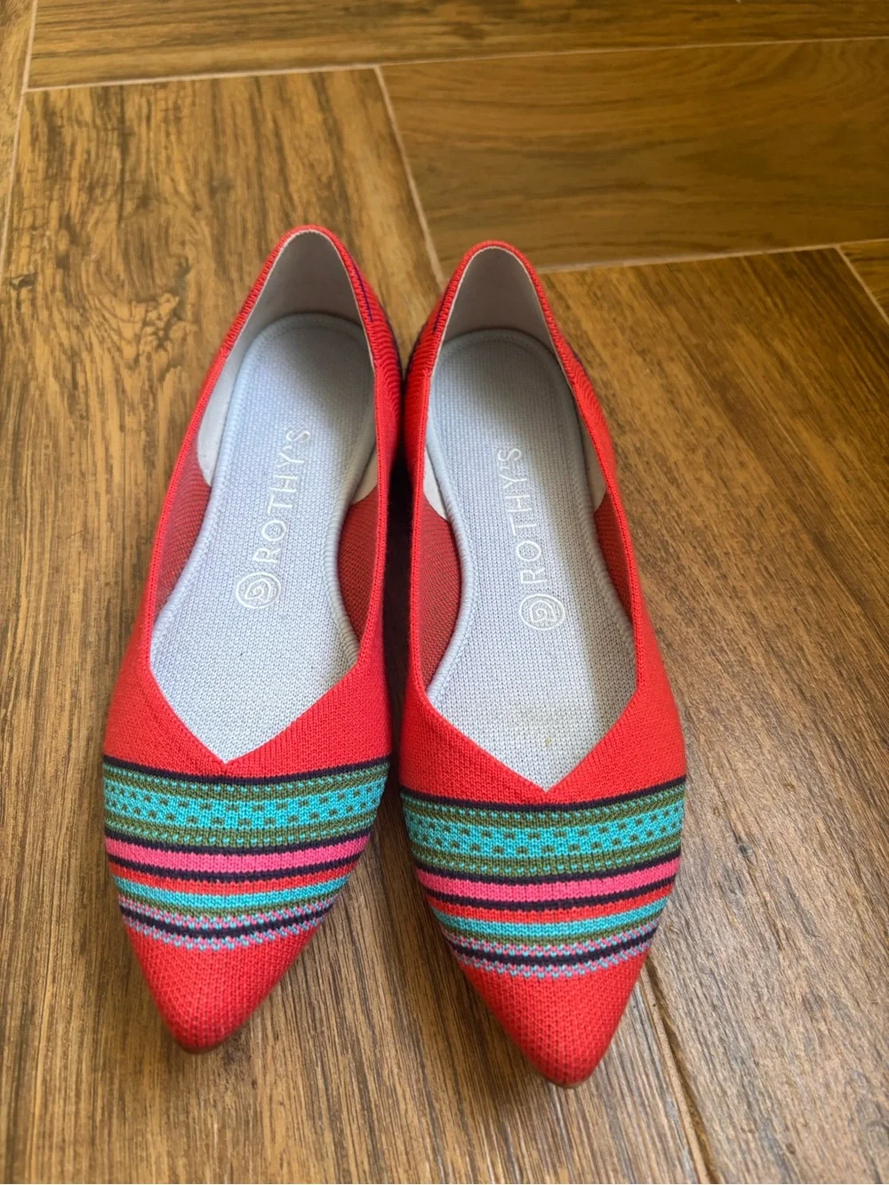 ROTHY’S The Merino Wool Pointy Toe Blaze Ribbon Stripe Size 9 Retired